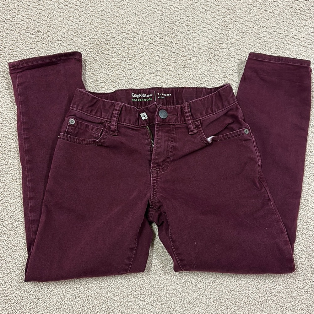 Gap kids maroon denim slim pants